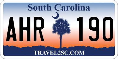 SC license plate AHR190