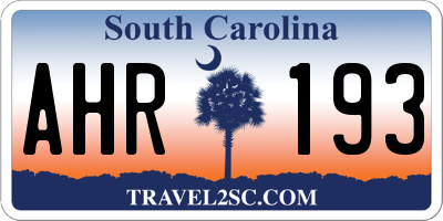 SC license plate AHR193