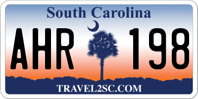 SC license plate AHR198