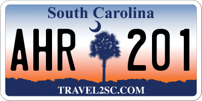 SC license plate AHR201