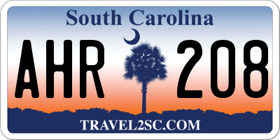 SC license plate AHR208