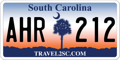 SC license plate AHR212