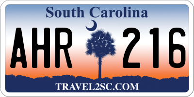 SC license plate AHR216