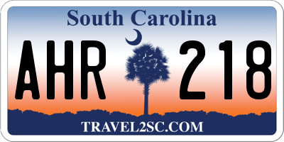 SC license plate AHR218