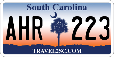 SC license plate AHR223