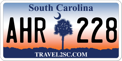 SC license plate AHR228