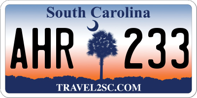 SC license plate AHR233