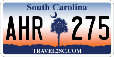 SC license plate AHR275