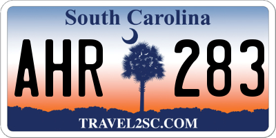 SC license plate AHR283