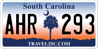 SC license plate AHR293