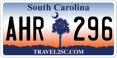 SC license plate AHR296