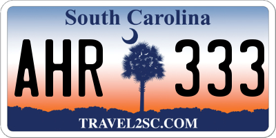 SC license plate AHR333