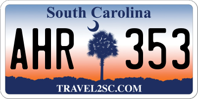 SC license plate AHR353