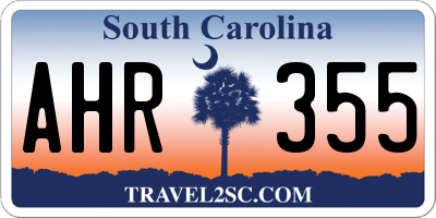 SC license plate AHR355