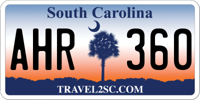 SC license plate AHR360