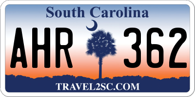 SC license plate AHR362