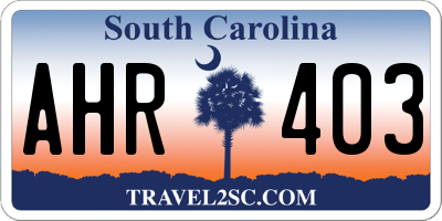 SC license plate AHR403