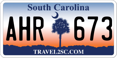 SC license plate AHR673