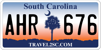 SC license plate AHR676