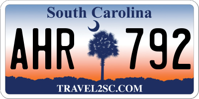 SC license plate AHR792