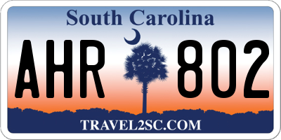 SC license plate AHR802