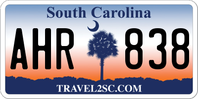 SC license plate AHR838