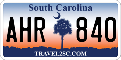 SC license plate AHR840