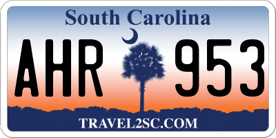 SC license plate AHR953