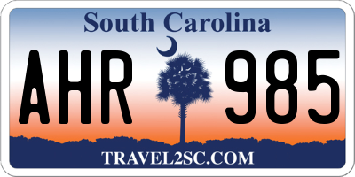SC license plate AHR985
