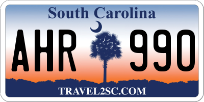 SC license plate AHR990