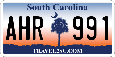 SC license plate AHR991