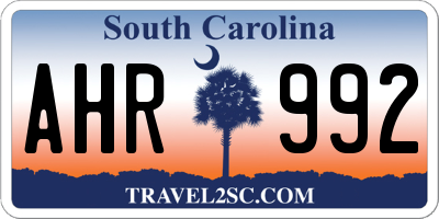 SC license plate AHR992
