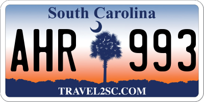 SC license plate AHR993