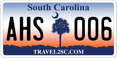 SC license plate AHS006