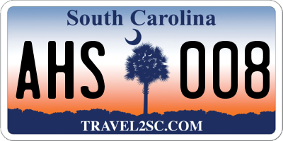 SC license plate AHS008