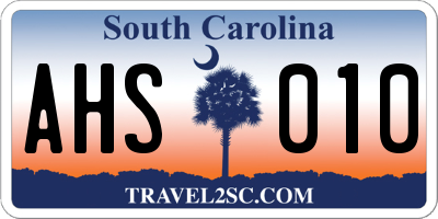 SC license plate AHS010