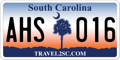 SC license plate AHS016