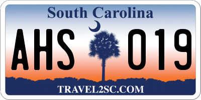 SC license plate AHS019