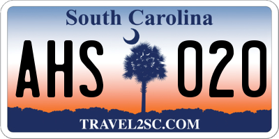 SC license plate AHS020