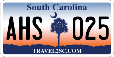 SC license plate AHS025