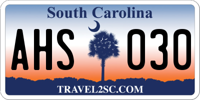 SC license plate AHS030
