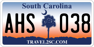 SC license plate AHS038