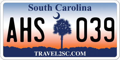 SC license plate AHS039