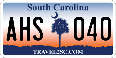 SC license plate AHS040