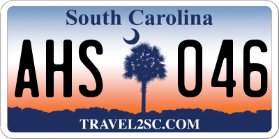 SC license plate AHS046