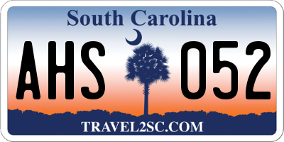 SC license plate AHS052
