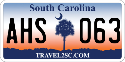 SC license plate AHS063