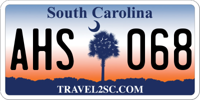 SC license plate AHS068