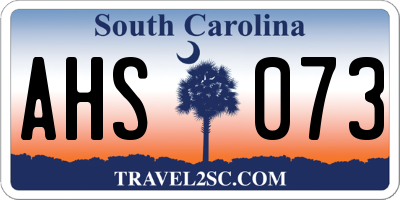 SC license plate AHS073