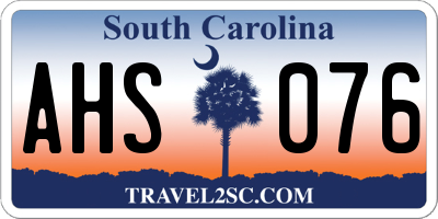 SC license plate AHS076